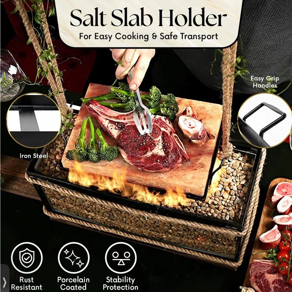 NWT UMAID Himalayan Salt Block Cooking Plate with Metal Tray